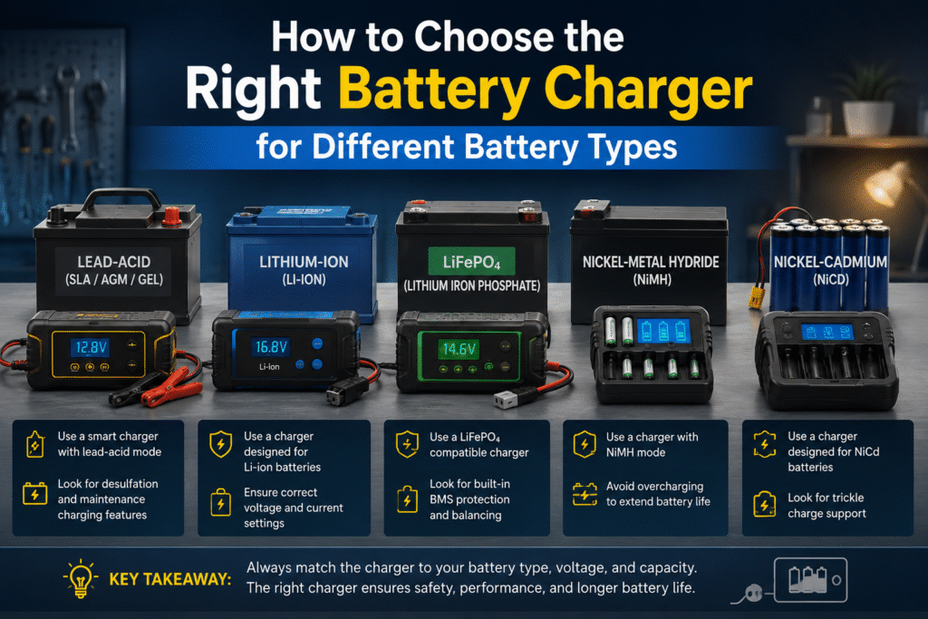 How to Choose the Right Battery Charger for Different Battery Types
