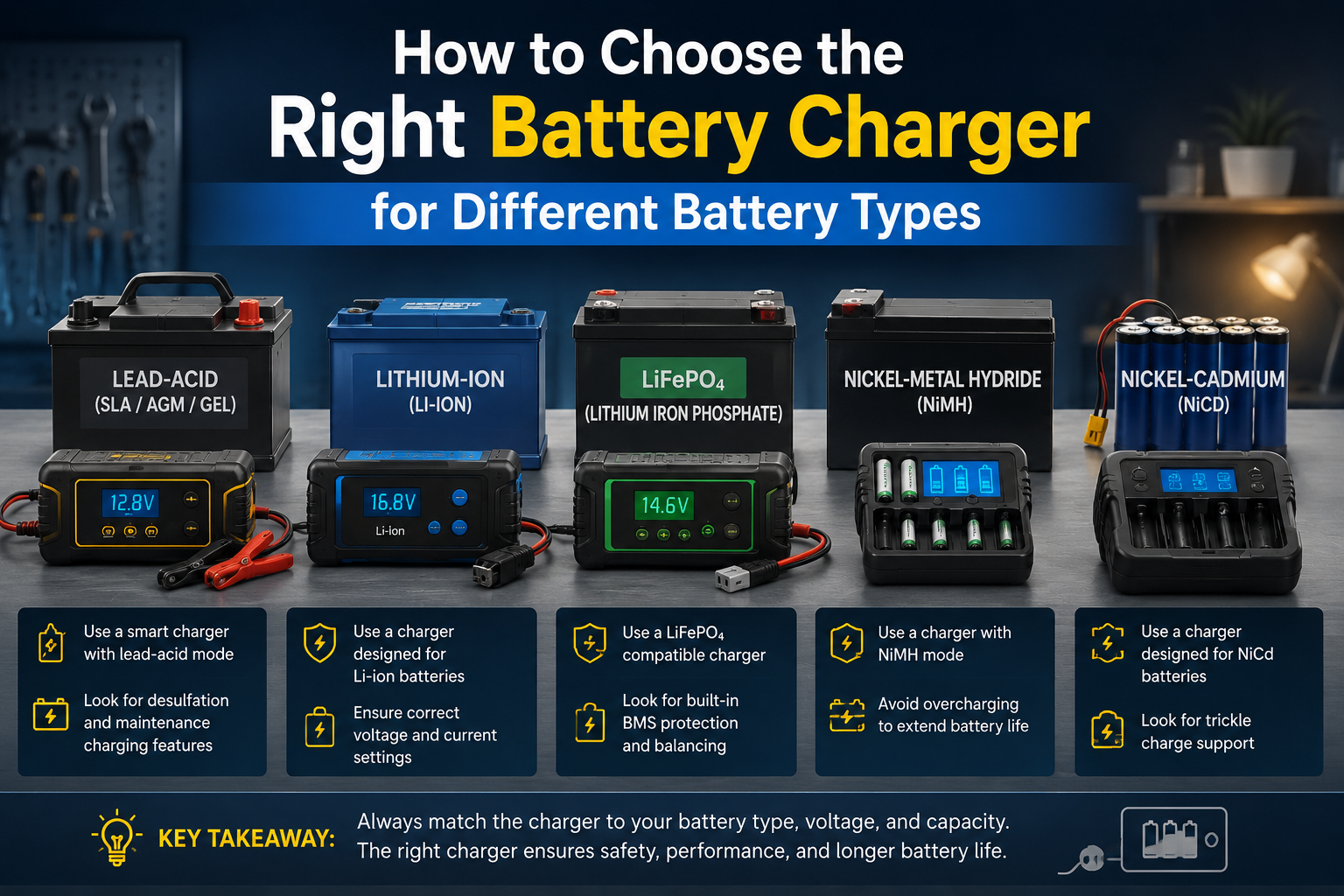 How to Choose the Right Battery Charger for Different Battery Types